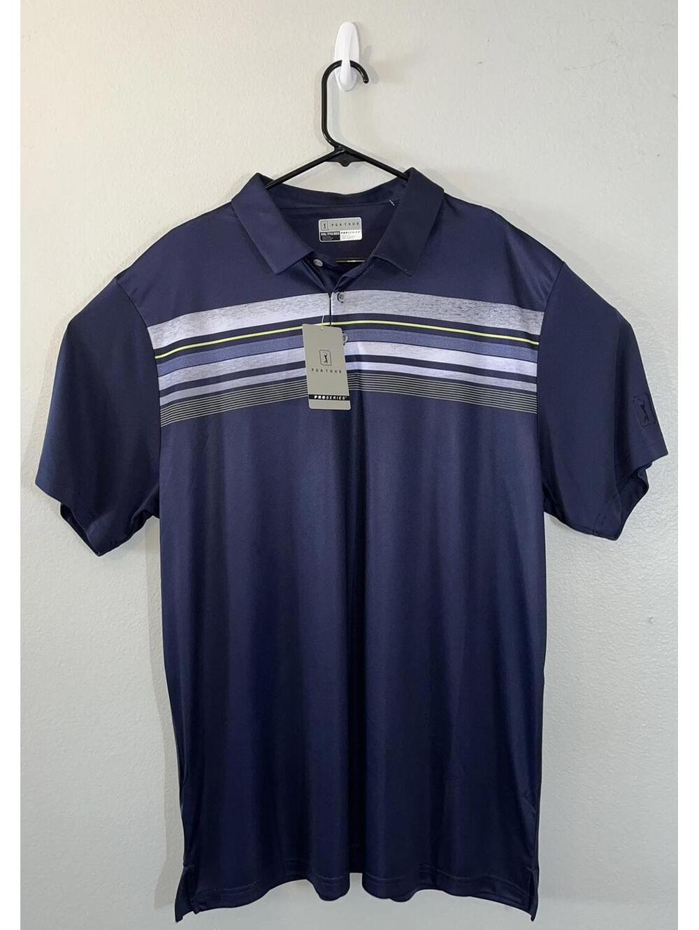 NWT PGA Tour Pro Series Golf Polo Shirt Mens 2XL Moisture Wicking Geo Print